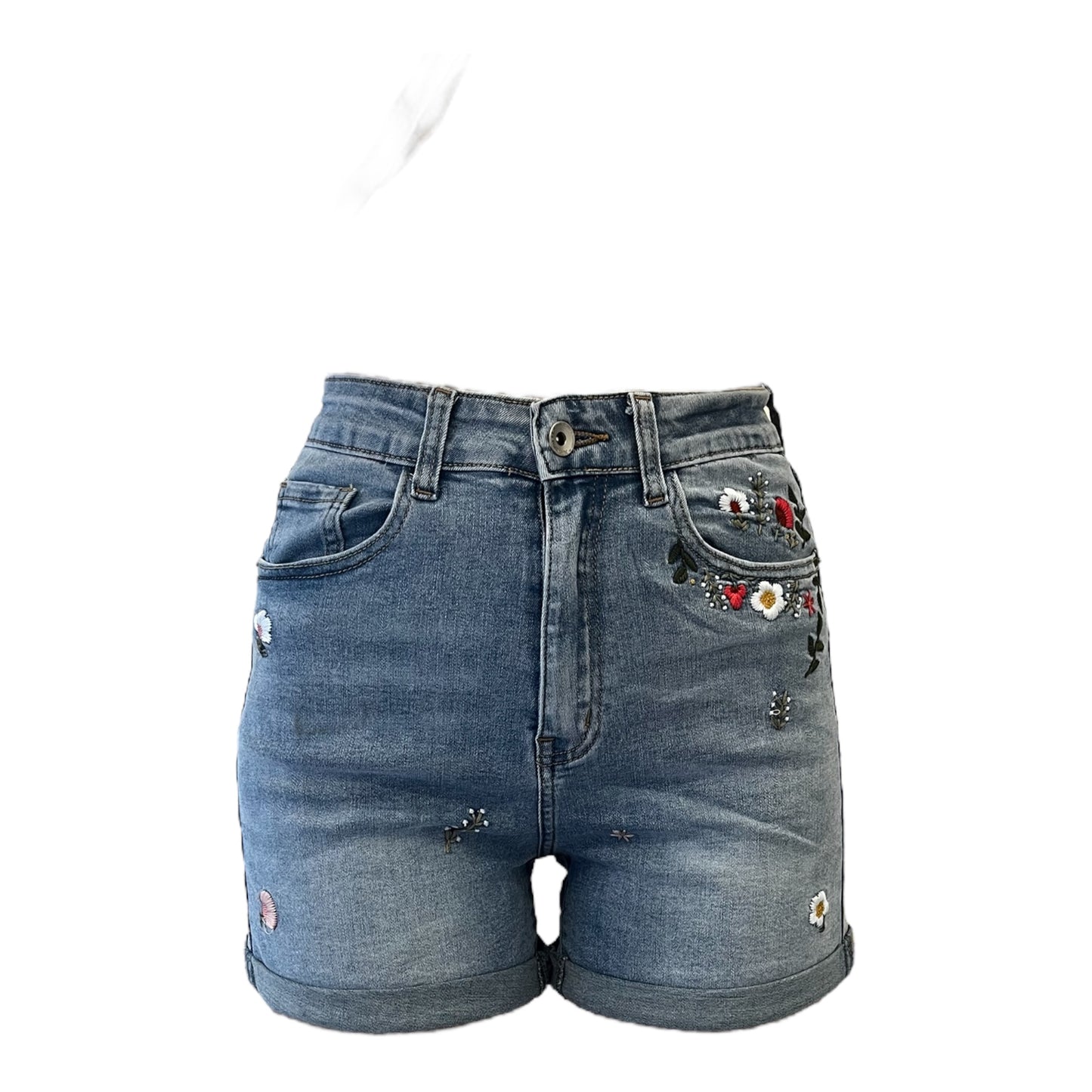 shorts con fiori ricamati