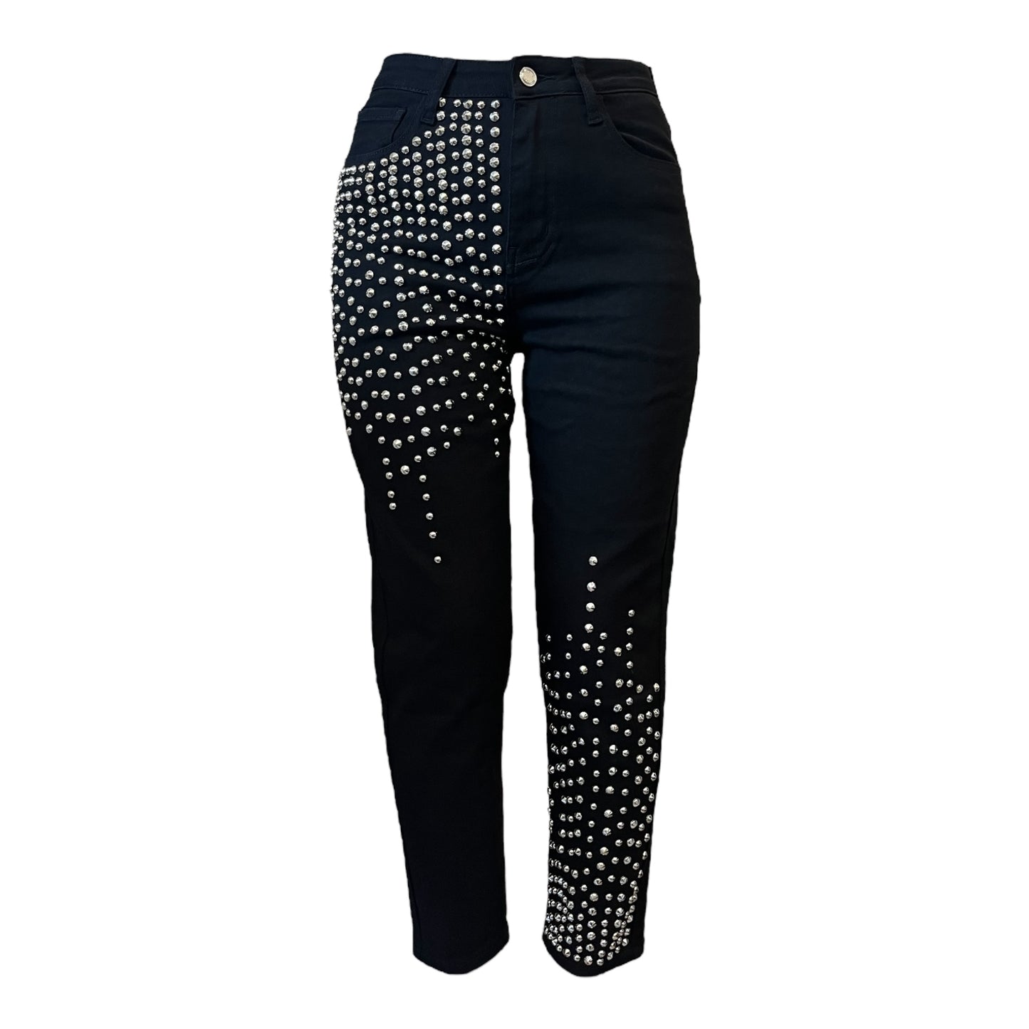 jeans nero con borchie